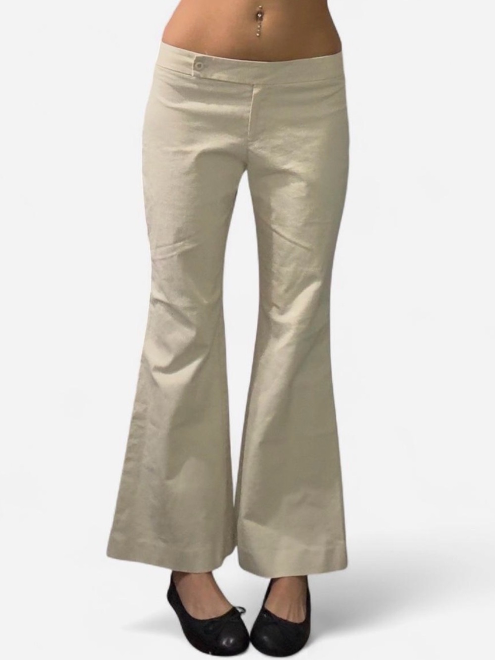 Y2K Office Siren Cream Flared Pants - Classic Low-Rise Style
